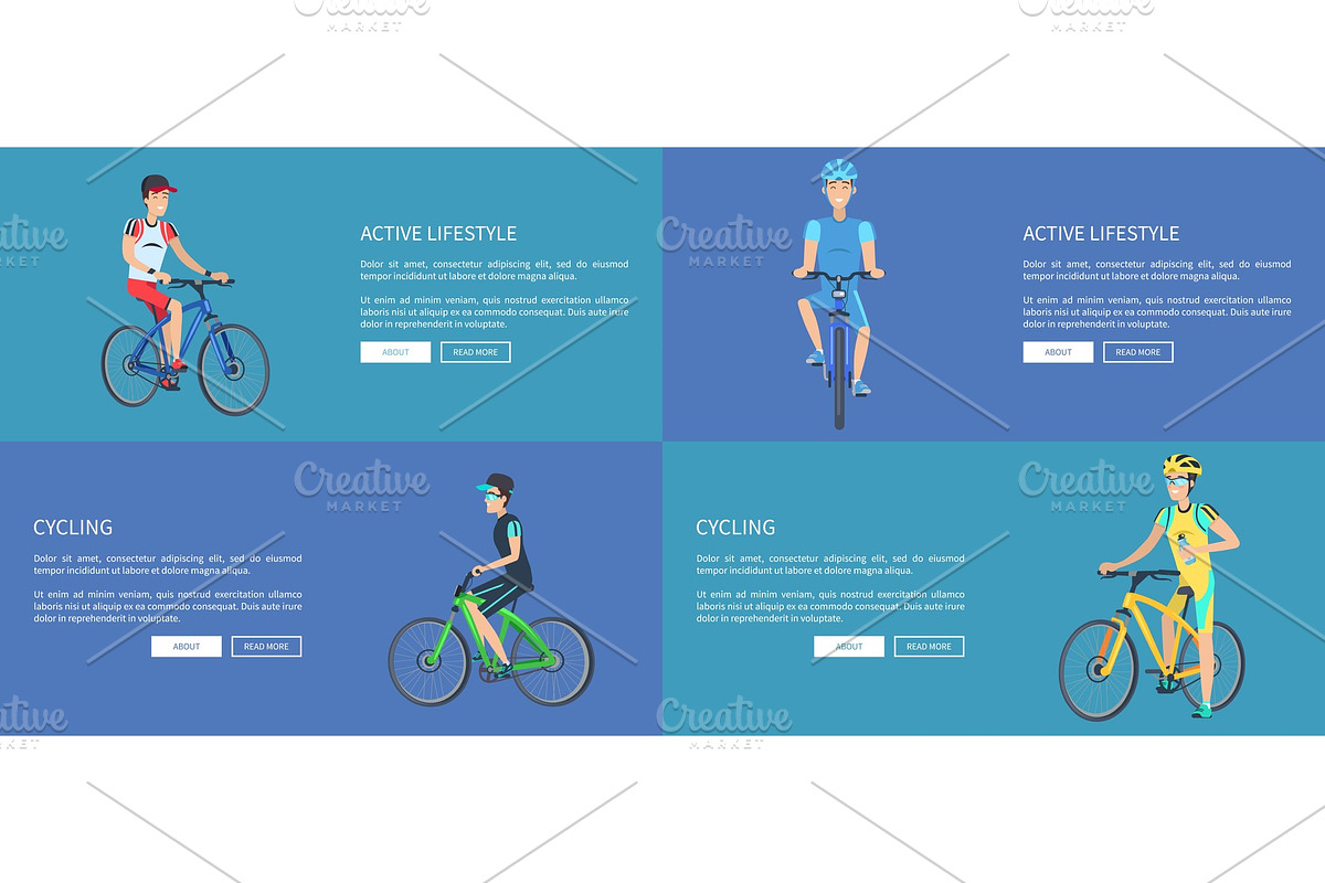 Active Lifestyle and Cycling Colorful Posters in Illustrations - product preview 8