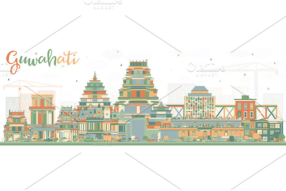 Guwahati India City Skyline in Illustrations - product preview 8