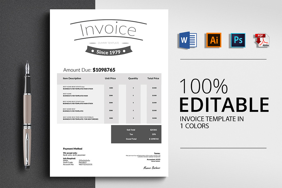 Invoice Templates (Word,ai,pdf,psd)