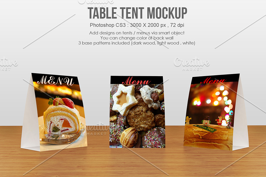 Table tent / menu Mockup in Print Mockups - product preview 8