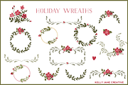 Holiday Wreaths with Red Flowers