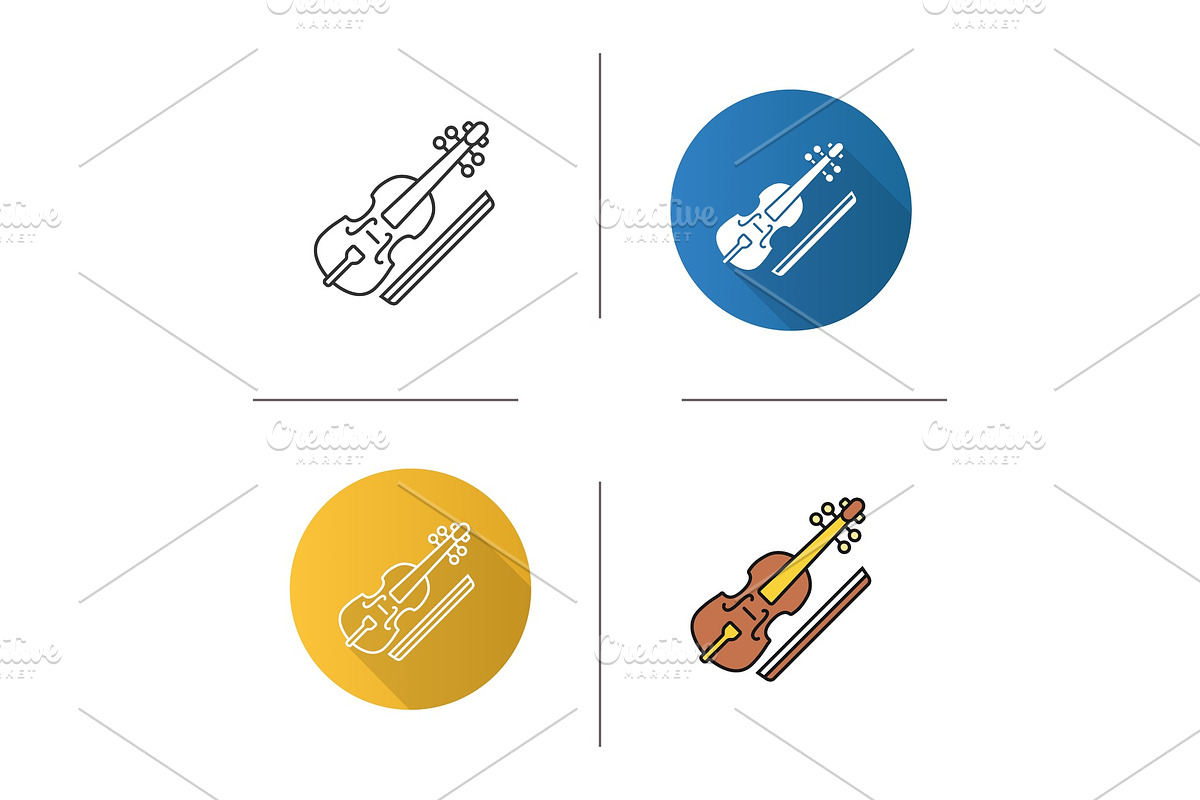 Viola and bow icon in Graphics - product preview 8