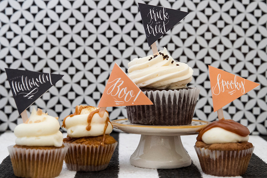 Halloween Cupcake Flags in Graphics - product preview 8