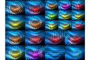 Set of neon glowing abstract backgrounds bright glowing blur lines. Futuristic digital style glow neon disco club concept or night party idea