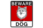 Beware of cute dog pop art vector illustration