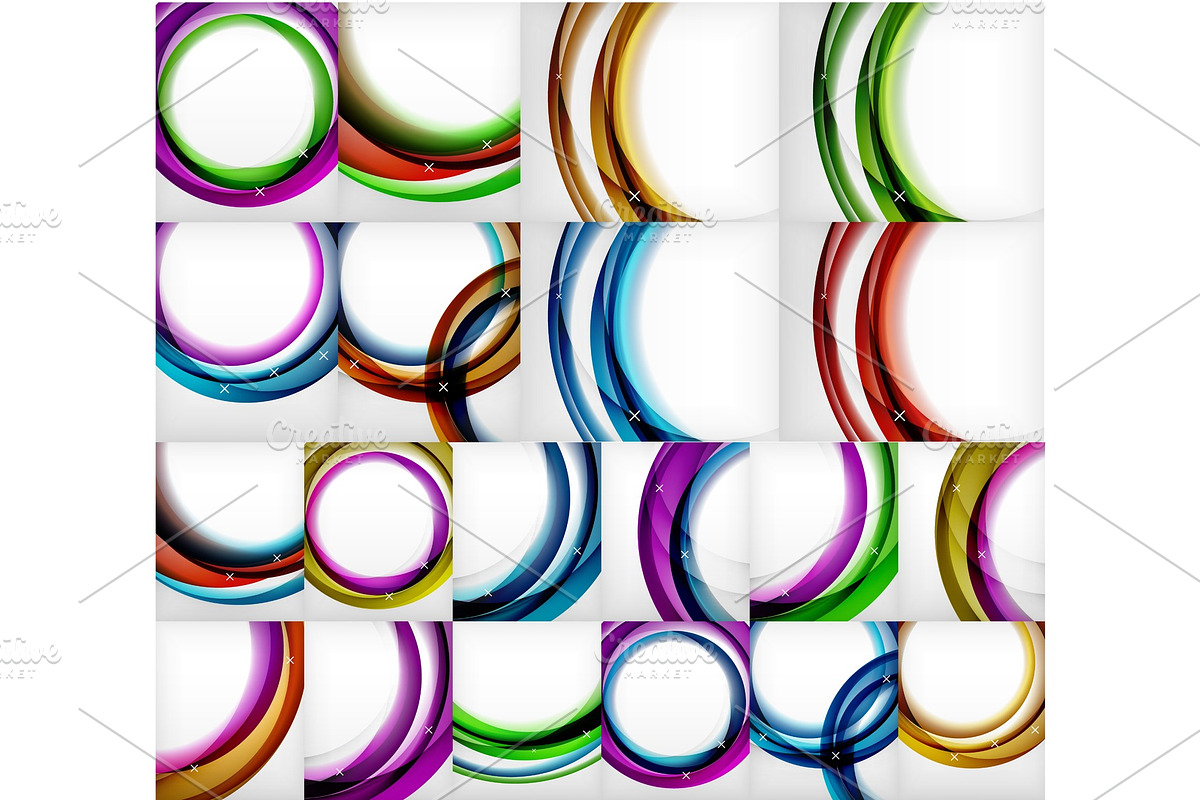 Vector set of round circle abstract backgrounds in Illustrations - product preview 8