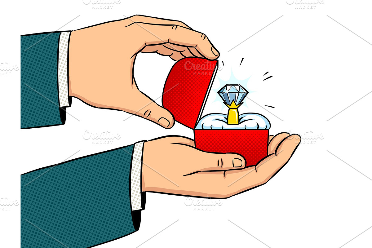 Hands precious ring pop art vector illustration in Illustrations - product preview 8