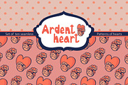 Set of seamless "Ardent heart"