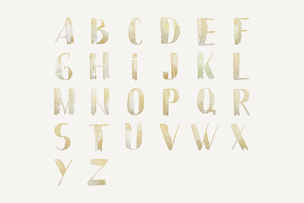 A to Z Gold Watercolor Alphabet