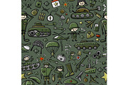 Military sketch, seamless pattern for your design
