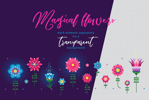 1. Vector Set of Magical Flowers in Illustrations - product preview 3