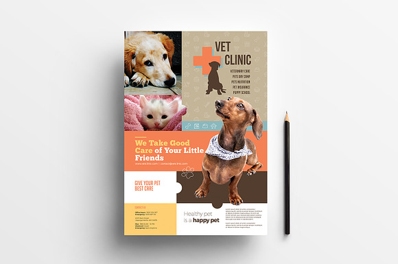 A4 Vet Clinic Poster Template in Flyer Templates - product preview 1