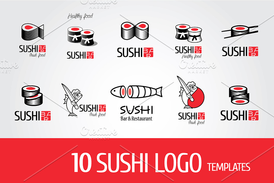 Sushi vector logos collection