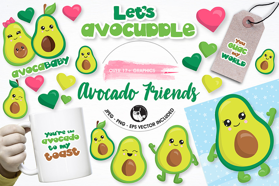 Avocado graphics and illustrations