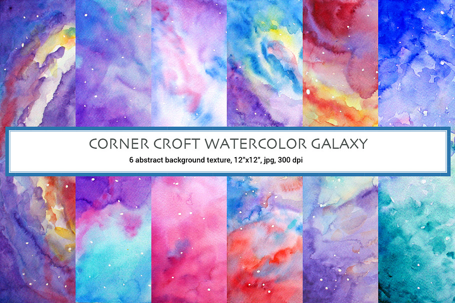 Watercolor Abstract Galaxy Clipart in Textures - product preview 8
