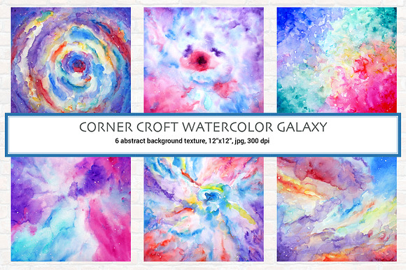 Watercolor Abstract Galaxy Clipart in Textures - product preview 1