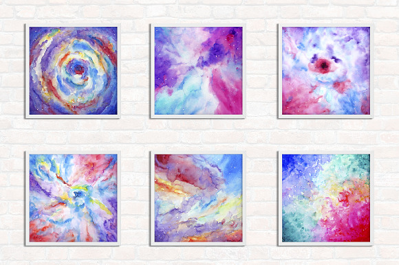 Watercolor Abstract Galaxy Clipart in Textures - product preview 2