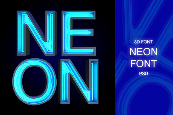 3D FONT | NEON | 3D PSD in Symbol Fonts - product preview 5