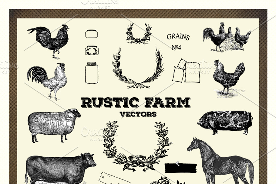 Rustic Farm Vector & PNG Elements