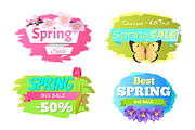 Spring Big Sale Discounts 50% Posters Set Labels