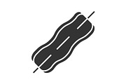 Bacon strip on skewer glyph icon