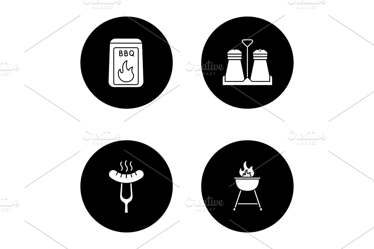 Barbecue glyph icons set in Graphics - product preview 8