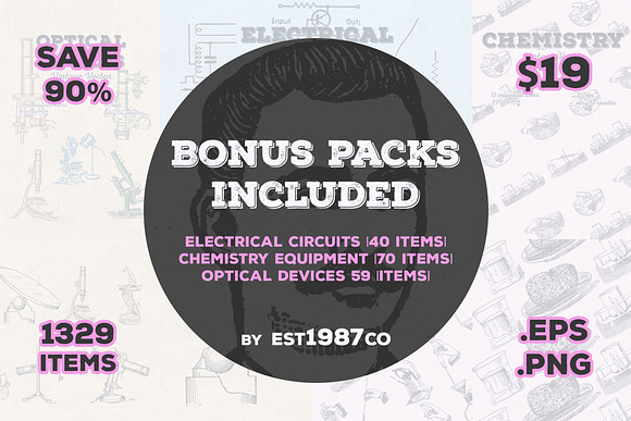 Vintage Vector Illustrations Bundle in Illustrations - product preview 1