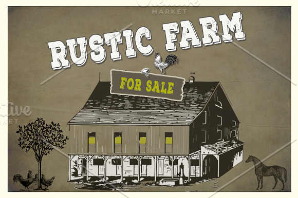 Rustic Farm Vector & PNG Elements in Illustrations - product preview 4