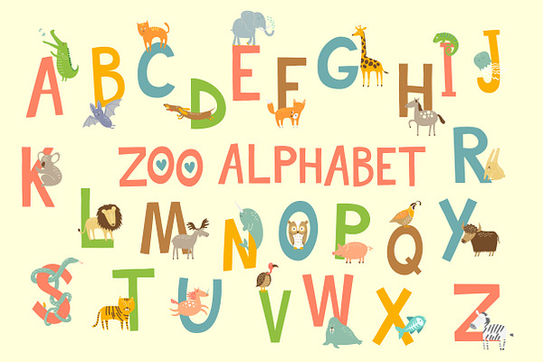 Zoo English Alphabet with animals