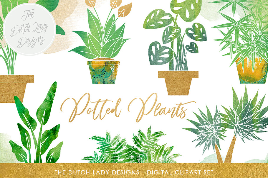 Potted Plants Clipart Set