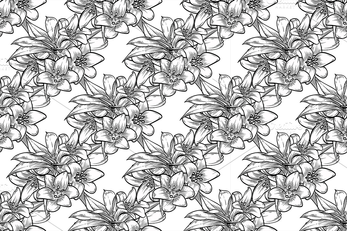 Vector bluebells seamless pattern in Patterns - product preview 8