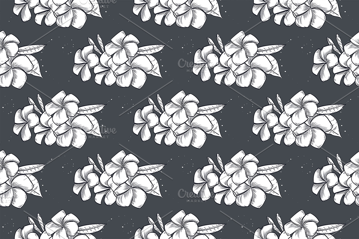 Vector seamless pattern of plumeria in Patterns - product preview 8