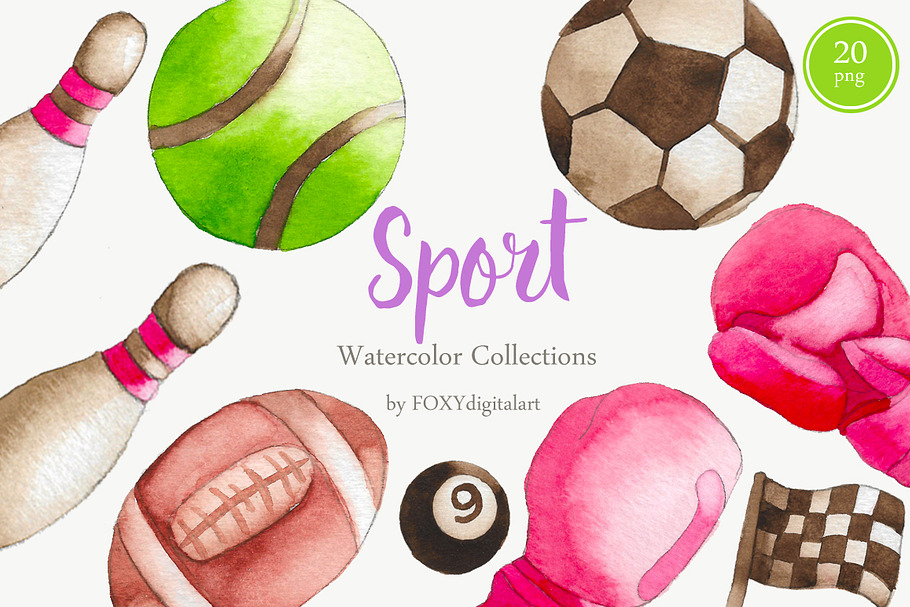 Watercolor Sports Fitness Clipart