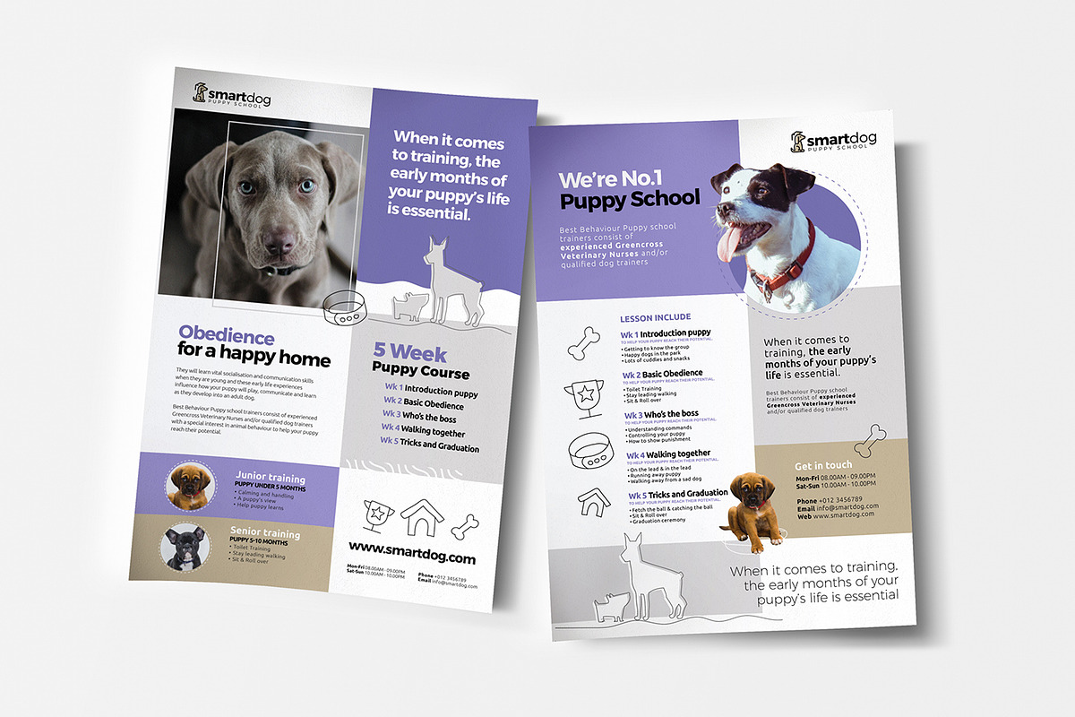 A4 Puppy School Poster Template in Flyer Templates - product preview 8
