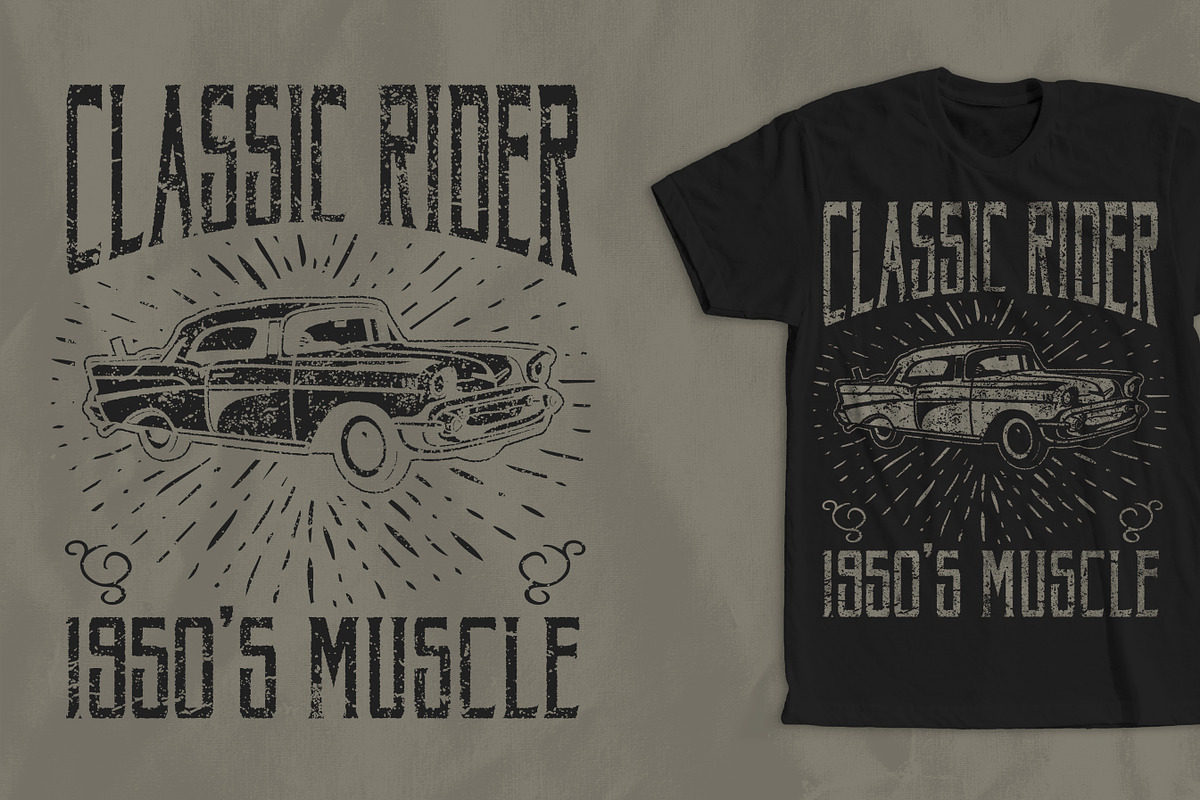Muscle Car T-shirt Design in Illustrations - product preview 8