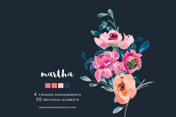 Watercolor Soft Flowers Clipart