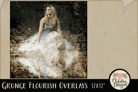Grunge Flourish Overlays in Textures - product preview 4