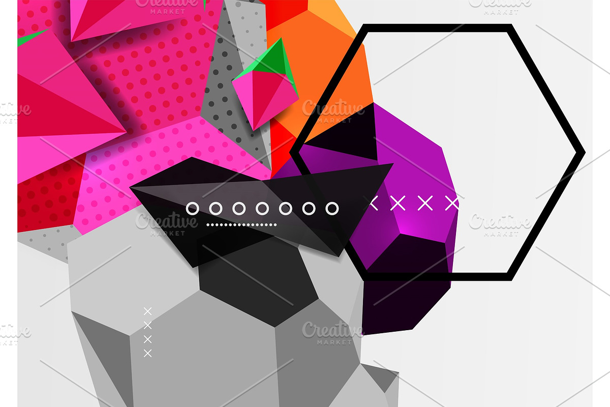 Color 3d geometric composition poster in Textures - product preview 8