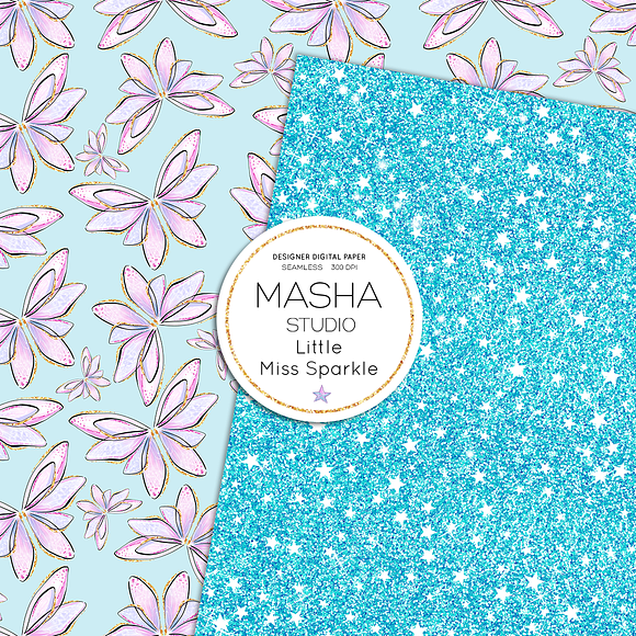 LITTLE MISS SPARKLE digital paper in Patterns - product preview 3
