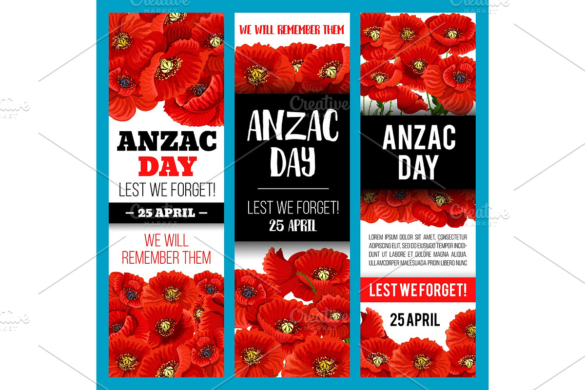 Poppy flower banner for Anzac Remembrance Day in Illustrations - product preview 8