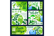Earth Day greeting banner of ecology conservation