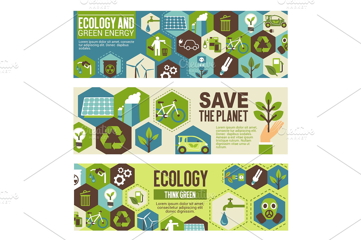 Ecology and green energy eco banner design in Illustrations - product preview 8