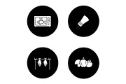 Barbecue glyph icons set