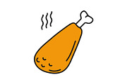 Hot fried chicken leg color icon