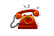 Red hot old phone pop art vector illustration