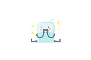 Emoji sticker Icon. Baby cute small new robot surprised and shy. Very cute for child kid picture confusion. Flat color vector illustration
