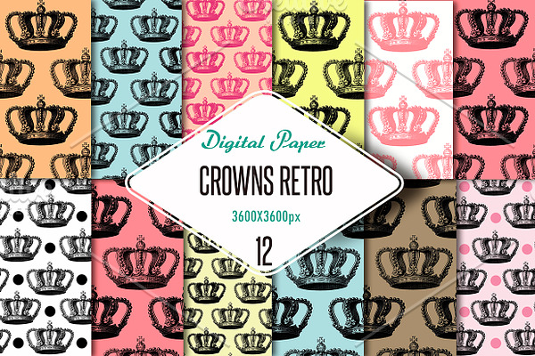 Digital Paper retro crowns