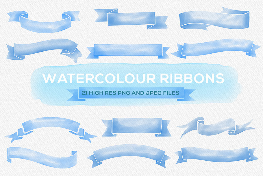 Watercolour Ribbon Illustrations in Illustrations - product preview 8