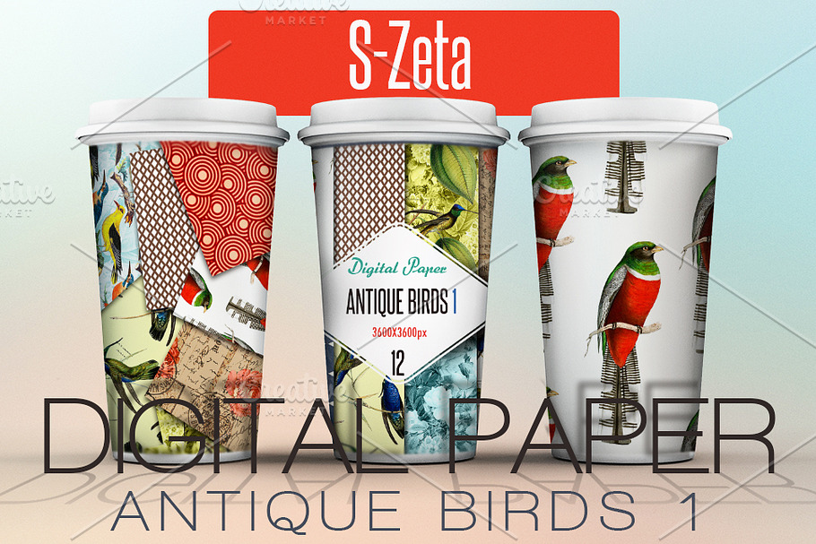 Digital paper antique birds 1 in Patterns - product preview 8