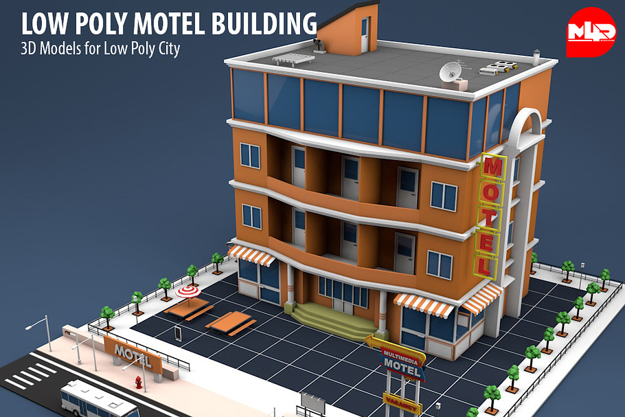Low Poly Motel Building in Architecture - product preview 8